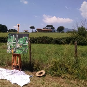 Wicked Night by Brooke Harker  Image: behind the scenes, painting in Italy