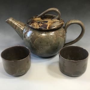 Brown Tea Pot with 2 cups by Nichole Vikdal