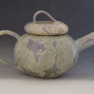 Purple Teapot with 2 cups by Nichole Vikdal 