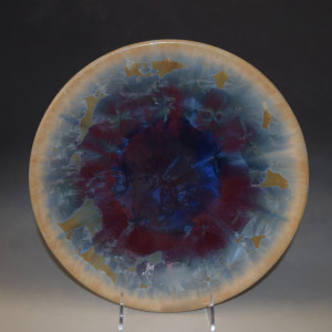 Large Blue and Red Plate by Nichole Vikdal