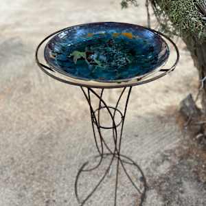 Turquoise Crystalline Birdbath by Nichole Vikdal
