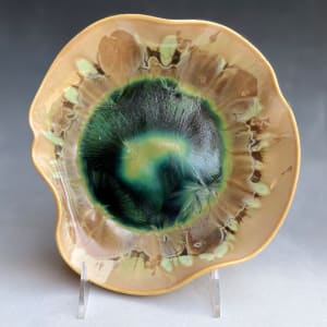 Small Green and Brown Sculpture Plate by Nichole Vikdal 