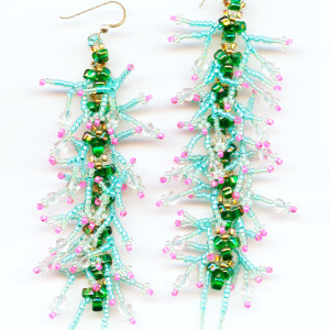 Green Caterpillar Earrings by Patricia C Vener