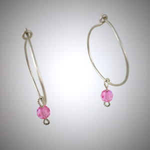 Hoops and Loops with tiny faceted pink crystal Beads by Patricia C Vener 