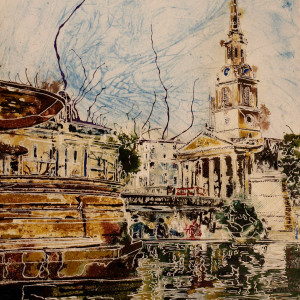 Trafalgar Fountain by Cathy Read 