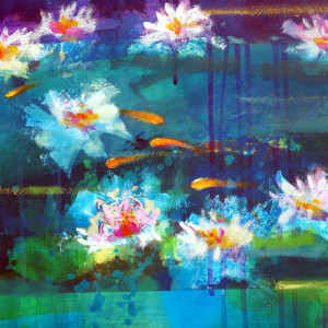 Waterlilies and Goldfish by francis boag