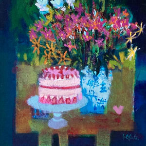 Table top with Strawberry cake by francis boag