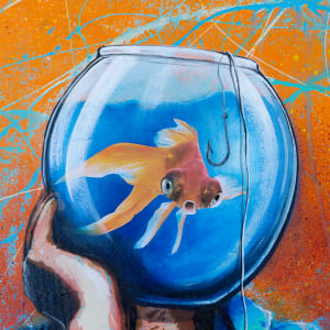 Fishing For Inspiration (self portrait as a goldfish) by Geoff Cunningham 