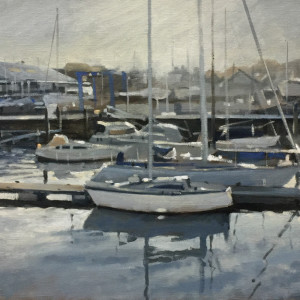 Cowes Yacht Haven, sunset by Andrew Hird ARSMA, Image 1.