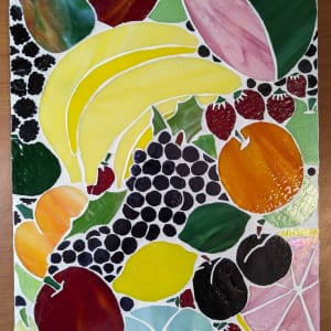 Vegan 2: Happy Fruits by Andrea L Edmundson  Image: Vegan 1-Happy Fruits (preliminary white grout)