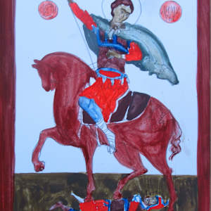 St Demetrius of Thessaloniki by Galina Todorova  Image: stage one of the icon painting process