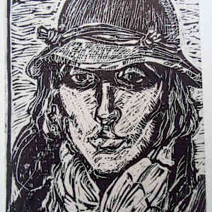 Selfportrait with a hat by Galina Todorova 