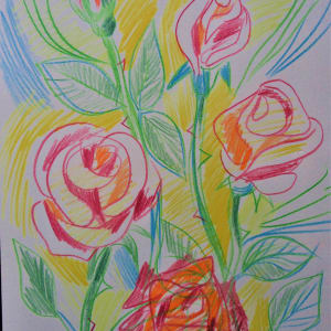 Roses with colour pencils by Gallina Todorova