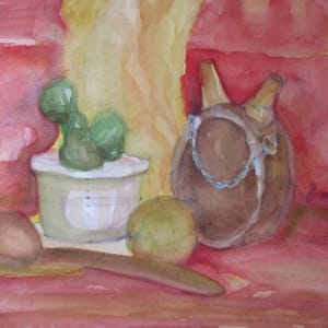 Watercolour Still Life with a cactus by Gallina Todorova 
