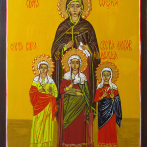 Saint Wisdom, and her daughters - Saint Hope, Faith and Love by Gallina Todorova