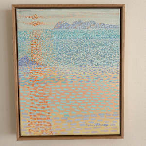 Ocean Sunset by Barbara Aroney  Image: Ocean Sunset, Acrylic and oil on canvas 51x41cm Framed - on wall