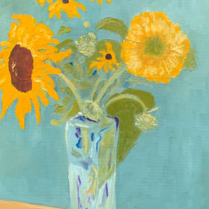 Sunflowers in a Glass Vase by Kate Emery 