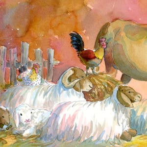 Goodnight Jesus: Animals Go to Sleep  Image: llustration, detail p22 from the picture book "Goodnight Jesus" text ©2021Judith Andry, ©2021 Susan Shadt Press 