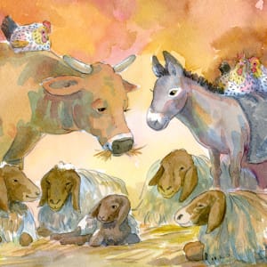 Goodnight Jesus: Animals Go to Sleep  Image: llustration, detail p23 from the picture book "Goodnight Jesus" text ©2021Judith Andry, ©2021 Susan Shadt Press 