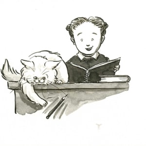Cat Knocking Pencil off Justine's Desk, Image 1.