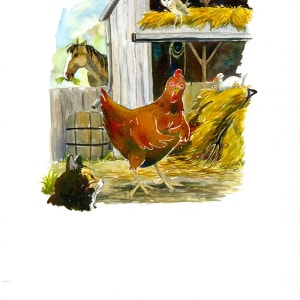 The Little Red Hen: there was a little red hen  Image: Once upon a time, there was a little red hen.
uncropped, page 3