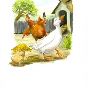 The Little Red Hen : who will help me plant the wheat?  Image: Who will help me plant the wheat?
uncropped, page 5