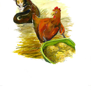The Little Red Hen: I will grind the flour myself.  Image: I will grind the flour myself.
Uncropped, page 15