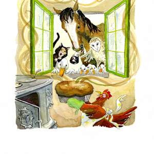 The Little Red Hen: Who will help me eat the bread?, Image 1.