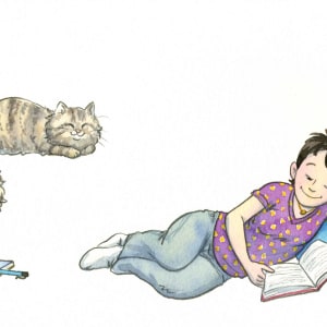 Teen Girl Lounging with a Book