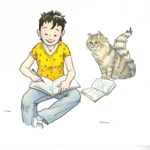 Teen Girl Doing Schoolwork, Image 1.