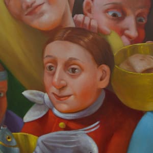 The Feeding of the 5000 by Rosemarie Adcock  Image: Judas the thief detail