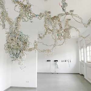 Dreading the Map, created as a map-lective. The Royal Geographical Society London. March 2021 by sonia e barrett  Image: Installation View Museum Villingen Schwenningen