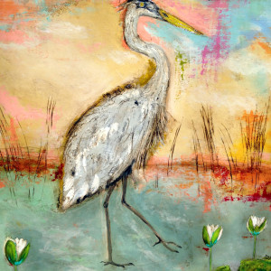 Heron Among the Lilies by Anne Hempel