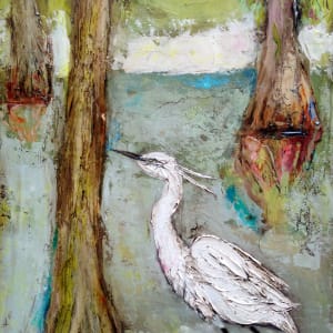 Little Egret in Cypress Forest by Anne Hempel