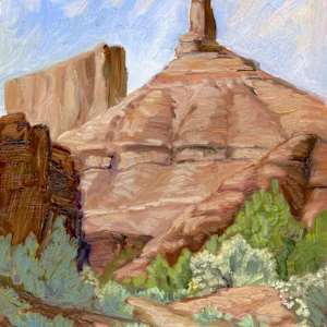 Spire, from Climbers Camp, en plein air by Faith Rumm, Image 1.