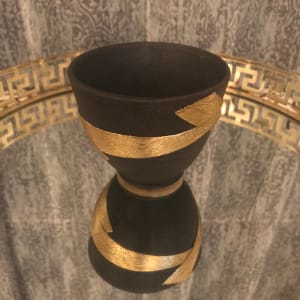 Black Cup with Gold Ribbon (Unavailable) by Wilhelmina Ceramics 