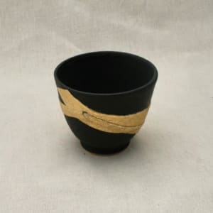 Black Cup with Gold Ribbon (Unavailable) by Wilhelmina Ceramics 