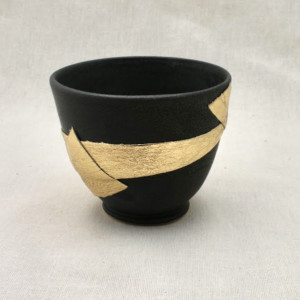 Black Cup with Gold Ribbon (Unavailable) by Wilhelmina Ceramics 