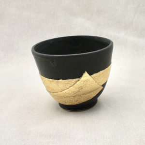 Black Cup with Gold Ribbon (Unavailable) by Wilhelmina Ceramics 