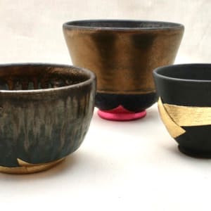 Black Cup with Gold Ribbon (Unavailable) by Wilhelmina Ceramics 