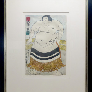 2980 - Sumo Wrestler, wrap with strips by Kuniaki (1835-1888)