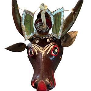 4227 - Antique Mexican Cow Mask by Unknown