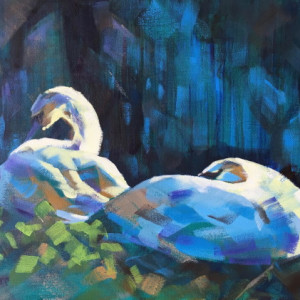 Pair of Swans by Susan Clare 