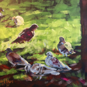 Pigeons in the Park by Susan Clare 