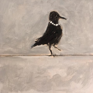 Crow with Pearls  by Renée  Ortiz