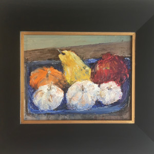 Pumpkins on Tray by Renée  Ortiz 