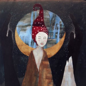 Mountaintop by Lea K. Tawd  Image: © Lea K. Tawd, Mountaintop, detail. Acrylic and graphite on canvas, 36 x 18."