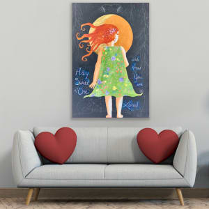 Play, Sweet One by Lea K. Tawd  Image: "Play, Sweet One," in situ. Acrylic, graphite, Posca Pen, 24k gold leaf on wood panel. 36 x 24" by Lea K. Tawd.