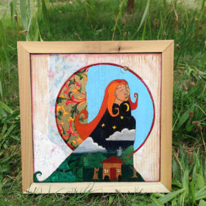 Sweet Dreams by Lea K. Tawd  Image: © Lea K. Tawd, Sweet Dreams. Acrylic and collaged paper on wood panel, 8 x 8."