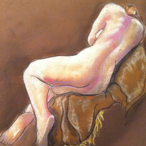 Female nude on her side by John Vernon Nelson